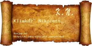Klimkó Nikolett névjegykártya
